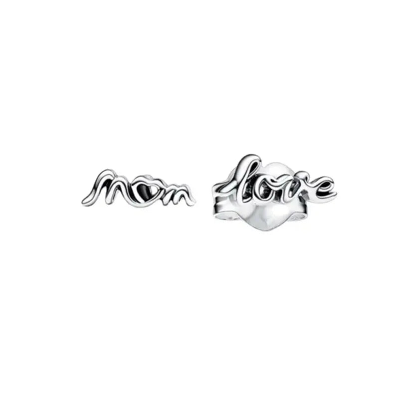 925 Silver Heart Snowflake Moon Earrings | Fine Stud Earrings for Women close-up view