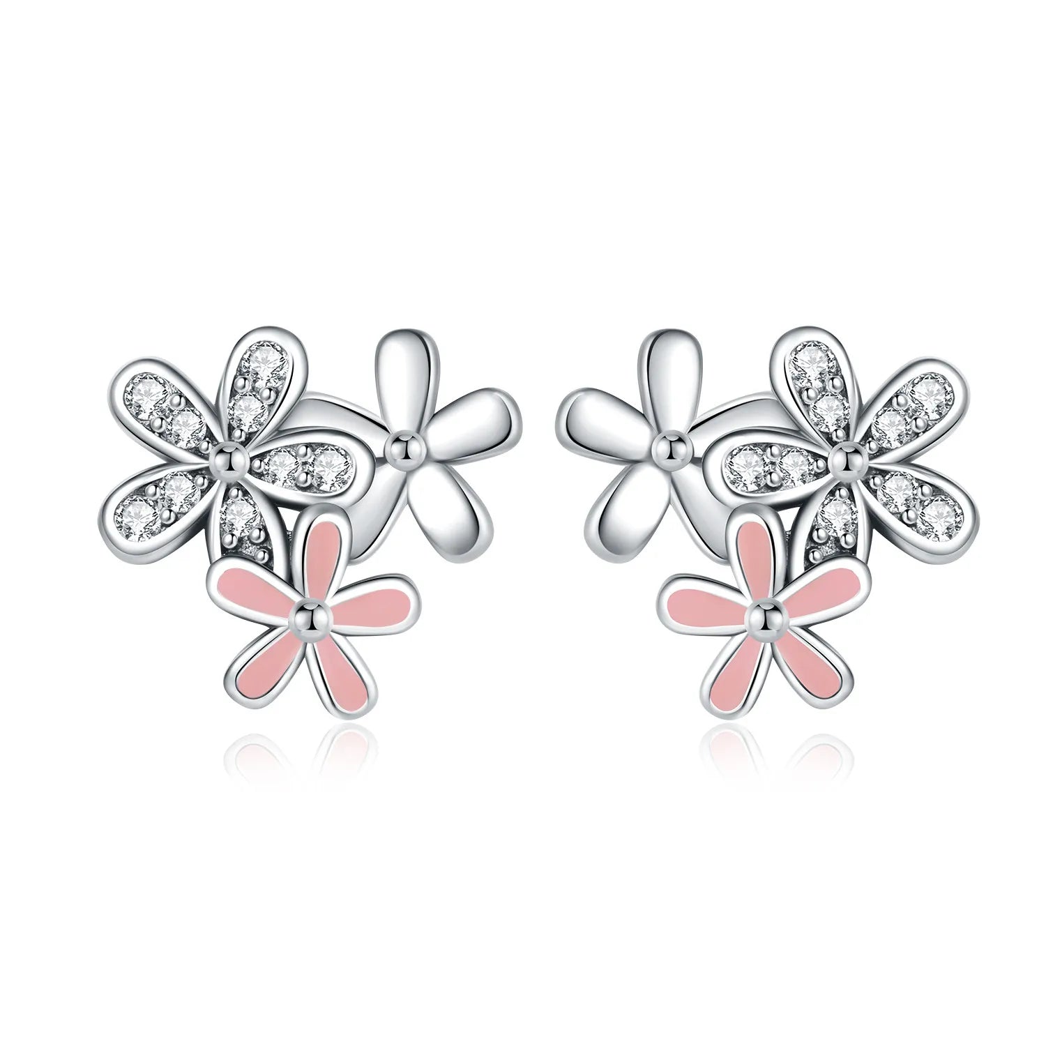 925 Sterling Silver Purple Flowers Plants Leaf Series Blue Iris Flower Earring Hoop additional angle