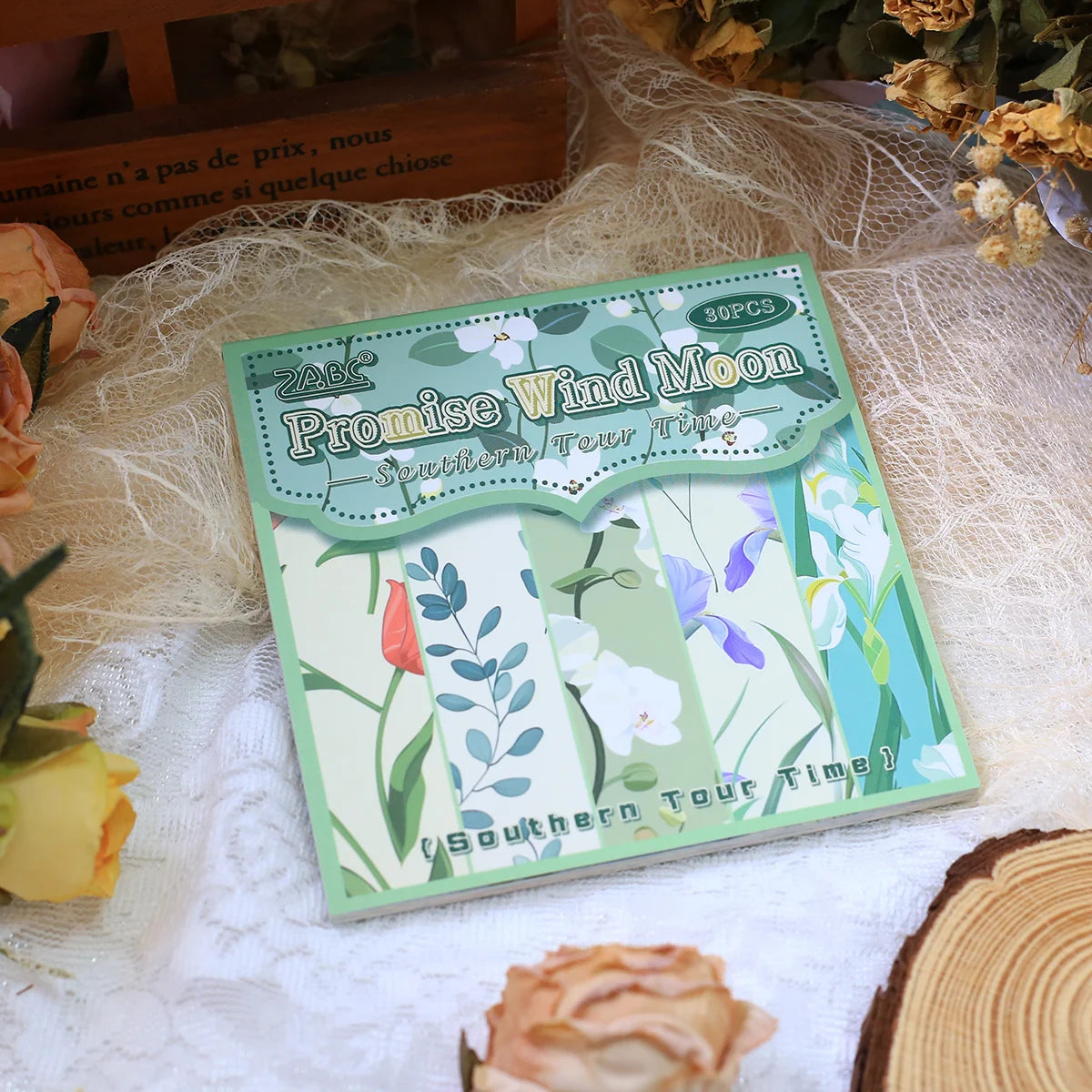 Vintage Floral Scrapbook Paper Set | 30 Sheets Aesthetic Journaling Supplies detail view