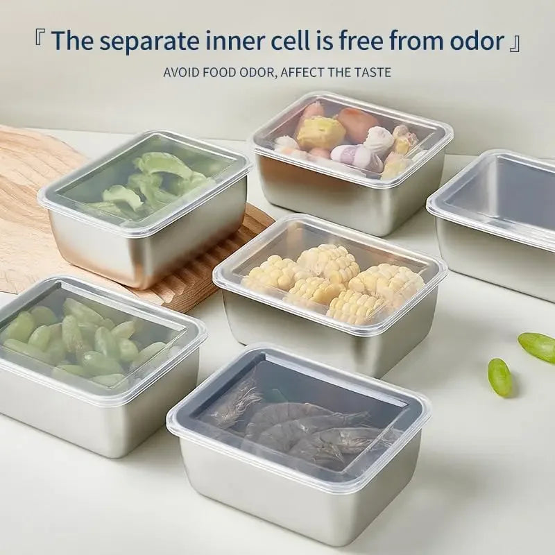 Stainless Steel Food Storage Container with Lid - Airtight Fresh-Keep Box for Fridge | close-up view