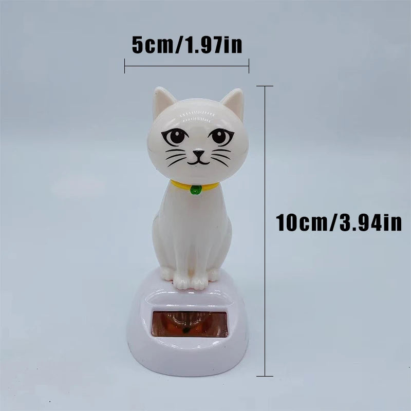 Solar Cartoon Cat Shaking Head Doll for Car Interior detail view