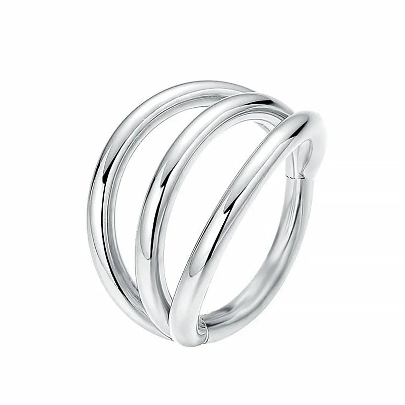 1PC Surgical Steel Nose Rings Septum Hoop Three Layers Nostril Piercing Jewelry 16G T alternate view