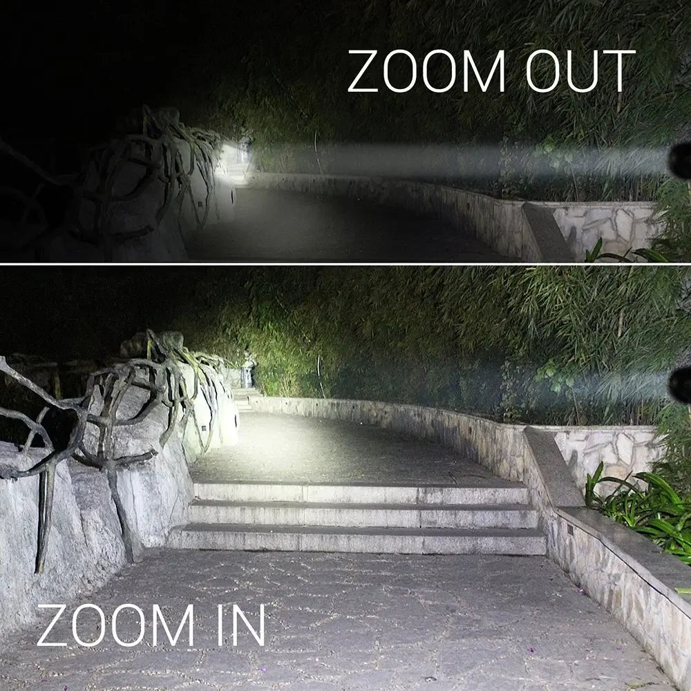 High Power LED Flashlight | Camping Torch with 5 Modes and Zoom additional angle