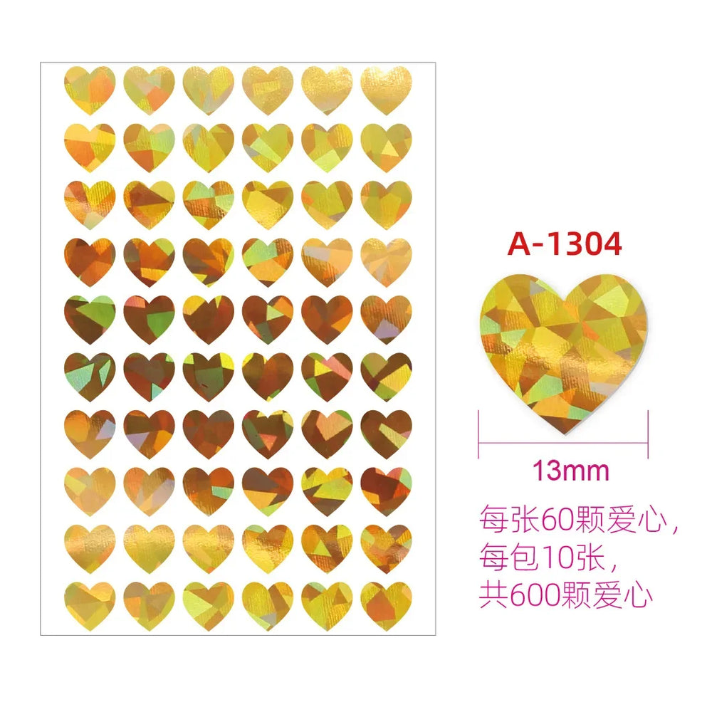 10sheet Glitter Heart Style Sticker for DIY Decor Scrapbook Journal 3MM Mini Heart Sti close-up view