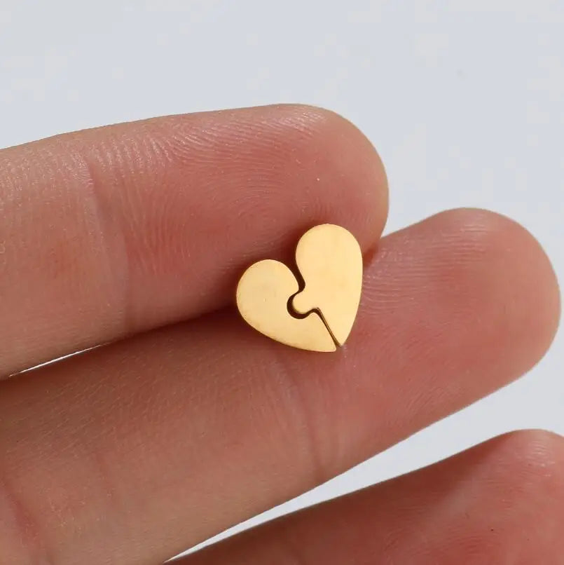 316L Stainless Steel Figure Earring Bicycle Key Crescent Moon Heart Lightening Skul additional angle