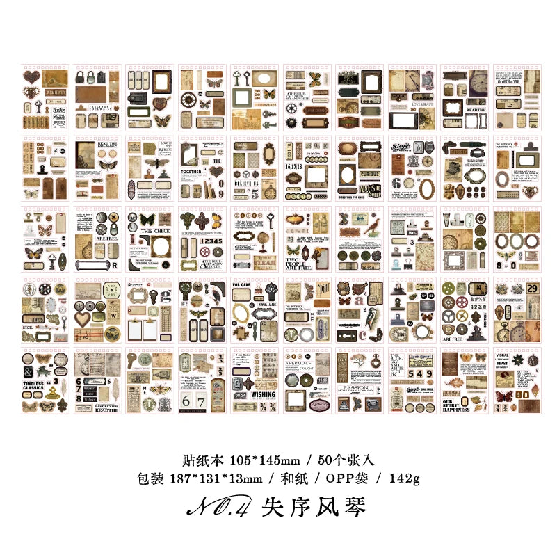 Vintage Collage Paper Stickers | 50 Sheets Retro Washi Tape Sticker Pack lifestyle view
