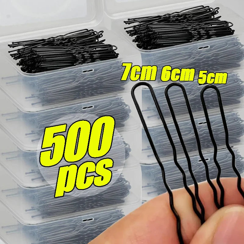 5/6/7cm U-Shaped Wavy Hair Clips Bobby Pin Barrette Salon Grip Black Metal Hairpins DIY Bridal Hairs