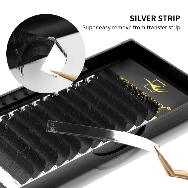 Flat Ellipse Eyelash Extensions | Matte Black Super Soft Natural Look additional angle