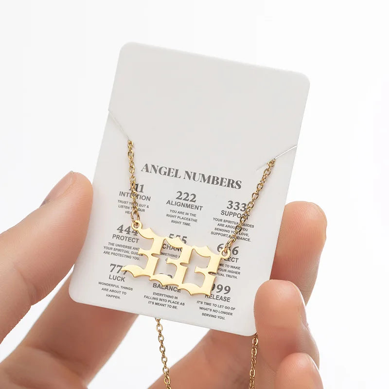Stainless Steel Angel Number Lucky Numbers Necklaces 111 222 333 444 555 777 888 999 666 detail view