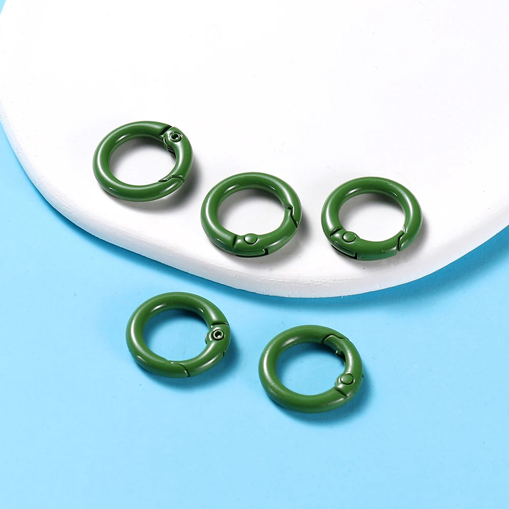 Ring Spring Clasp Openable Round Carabiner Keychain Clips Hook Dog Chain Jewelry Buckle detail view