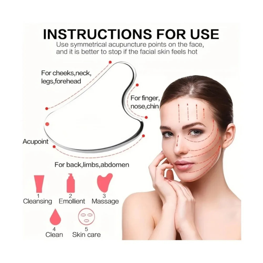 Ice Face Roller and Gua Sha Set | Stainless Steel Facial Massage Tools close-up view