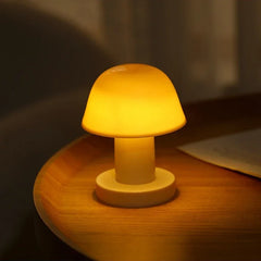 Mini Creative Mushroom LED Night Light | Battery Powered Portable Desktop Sunset Lamp close-up view