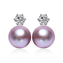 Real Freshwater Pearl Stud Earrings | 100% Genuine AAAA Pearl in 925 Sterling Silver close-up view