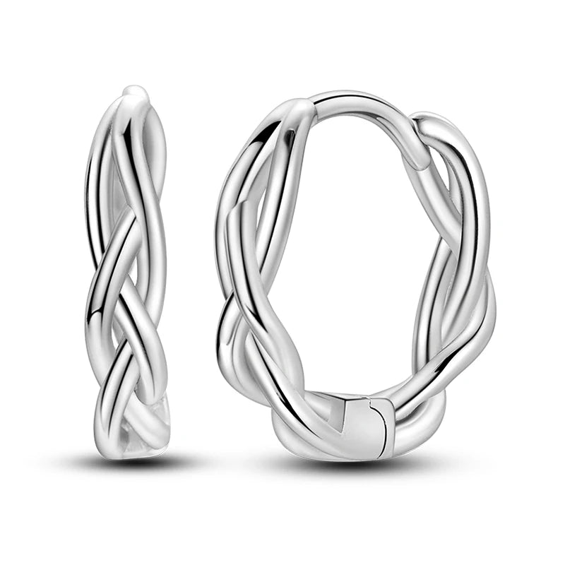 Original 925 Sterling Silver Women Hoop Earrings High Quality Shine Zircon U Shaped C lifestyle view