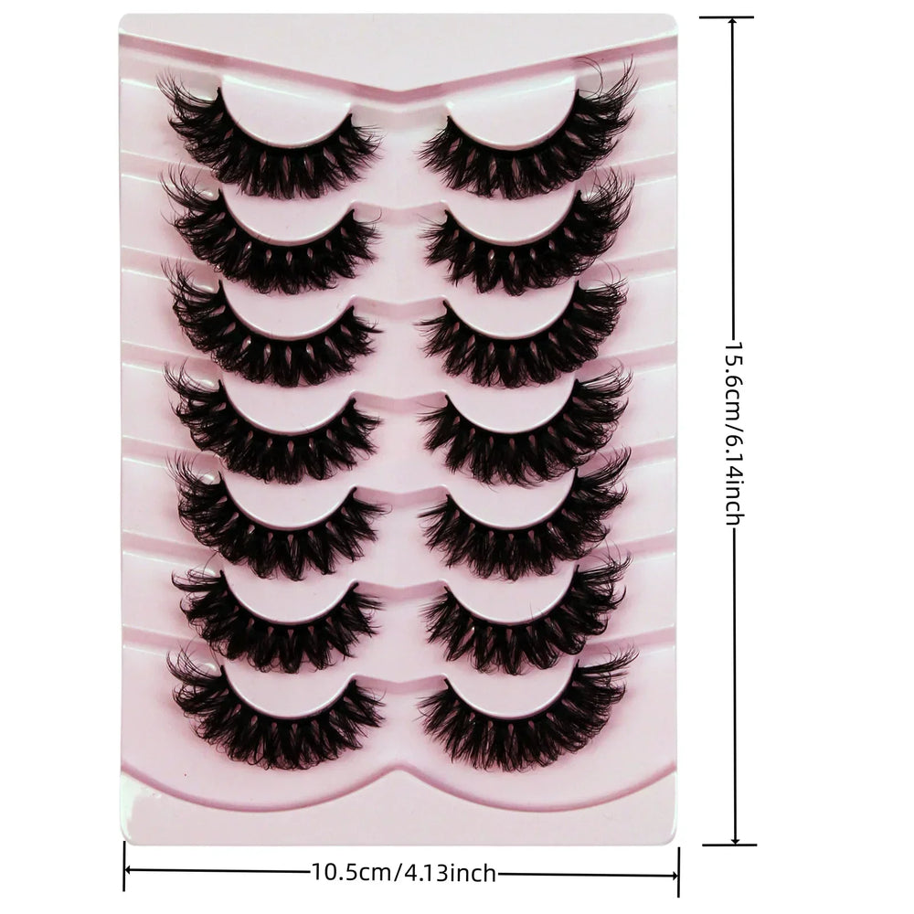 7 Pairs False Eyelashes Wispy Lashes Natural Look Fake Eyelashes Cat Eye Lashes Faux M close-up view