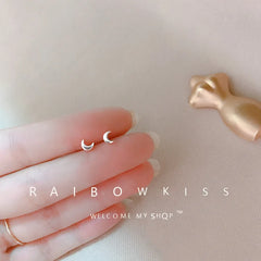 Crescent Moon Stud Earrings For Women New Fashion Small Geometry Invisible Ear Partne alternate view