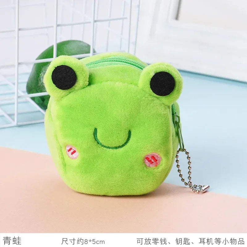 Cute Animal Plush Coin Purse | Zipper Change Purse with Keychain Mini Wallet detail view