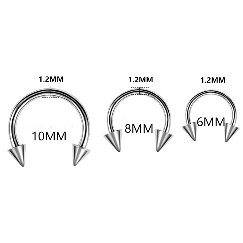 5pc Stainless Steel C Shape Septum Piercing Nose Ring Cartilage Earrings For Women additional angle