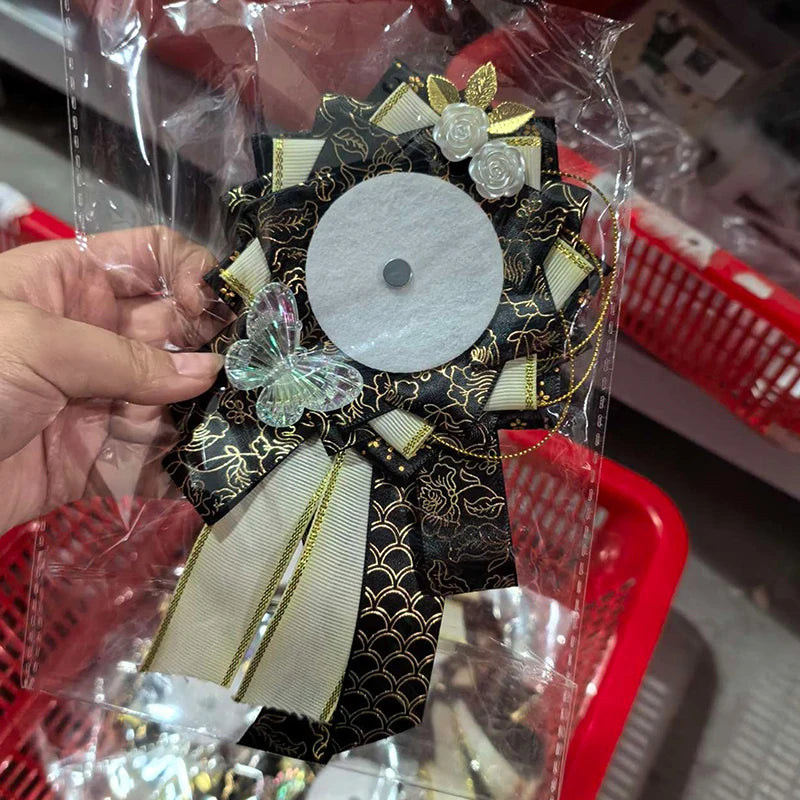 Ribbon Cosplay Ita Bags Rosette Protection Flower Pin Holder, Badge Base Accessorie additional angle