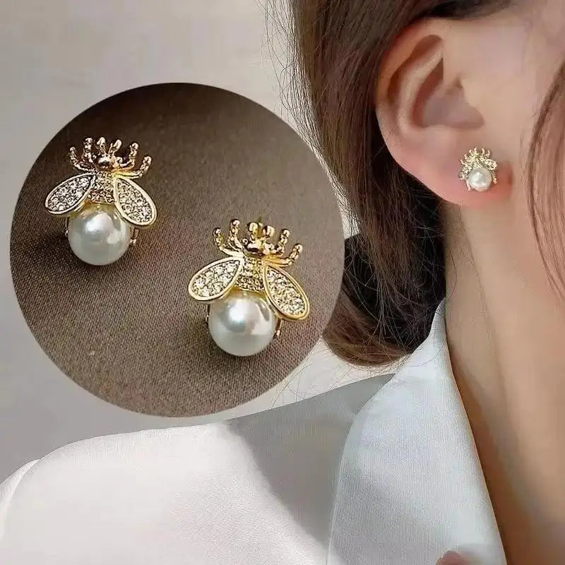Korean Fashion Seven Star Zircon Earrings | Luxury Crystal Stars Stud Earrings lifestyle view