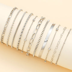 11Pcs/Set Boho Twisted Flat Snake Chain Anklet for Women Summer Beach Vintage Barefoo alternate view