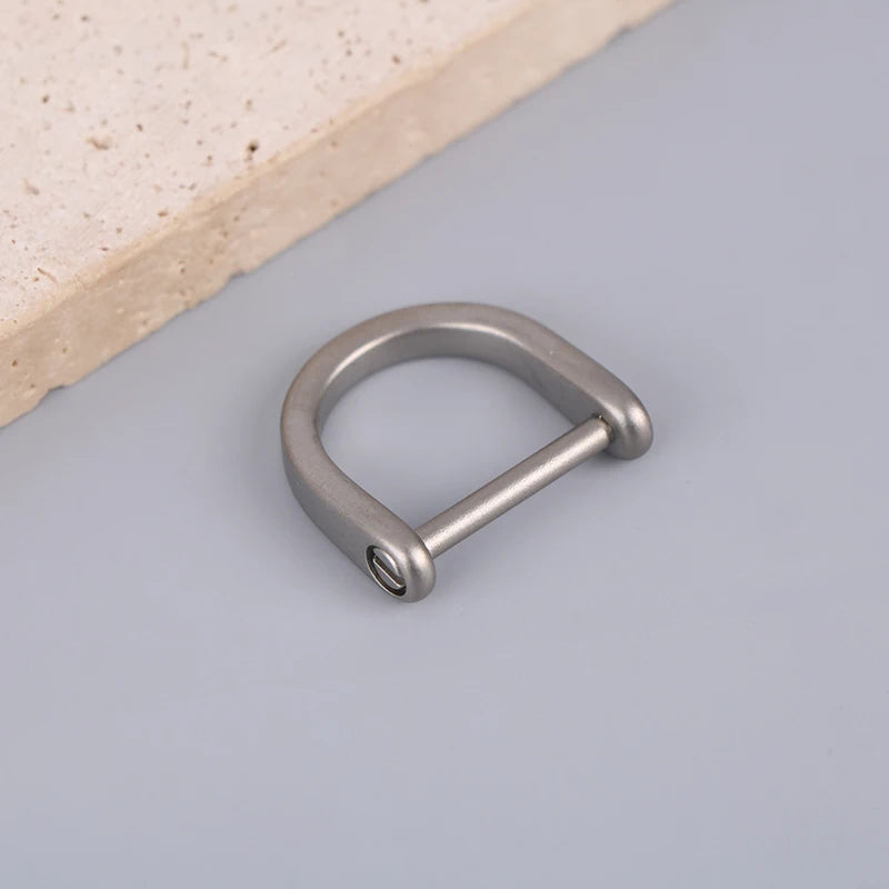 Titanium D Ring Key Shackle | U Shape Horseshoe Key Ring for Car Fob and DIY Leather K close-up view