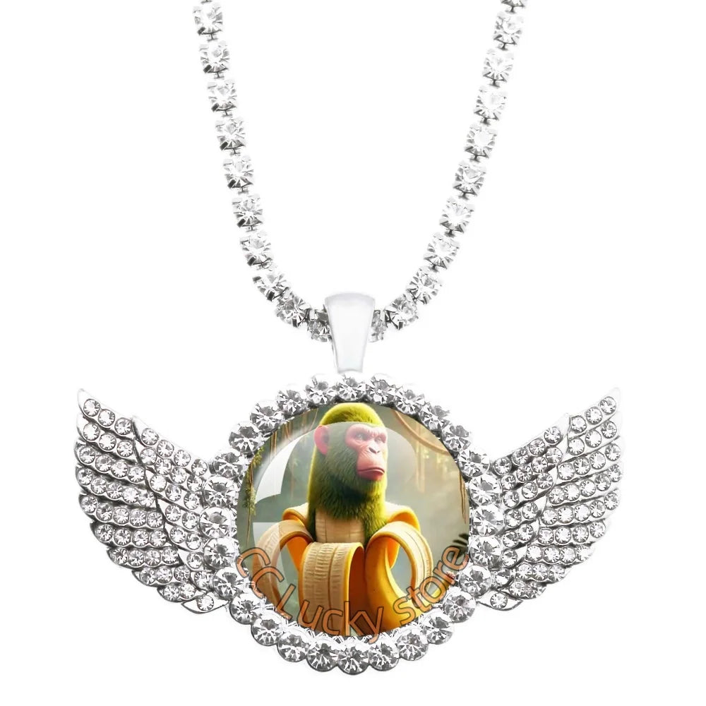 25mm Angel Wing Necklace | Italian Brainrot Pendant Funny Animal Jewelry Gift detail view