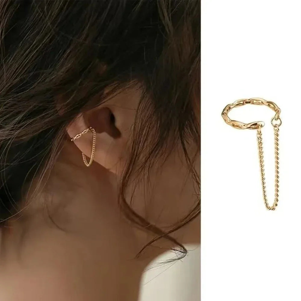 1 PC Fashion Minilist No Piercing Chain Earcuff Clips Earrings for Woman Fake Piercin alternate view