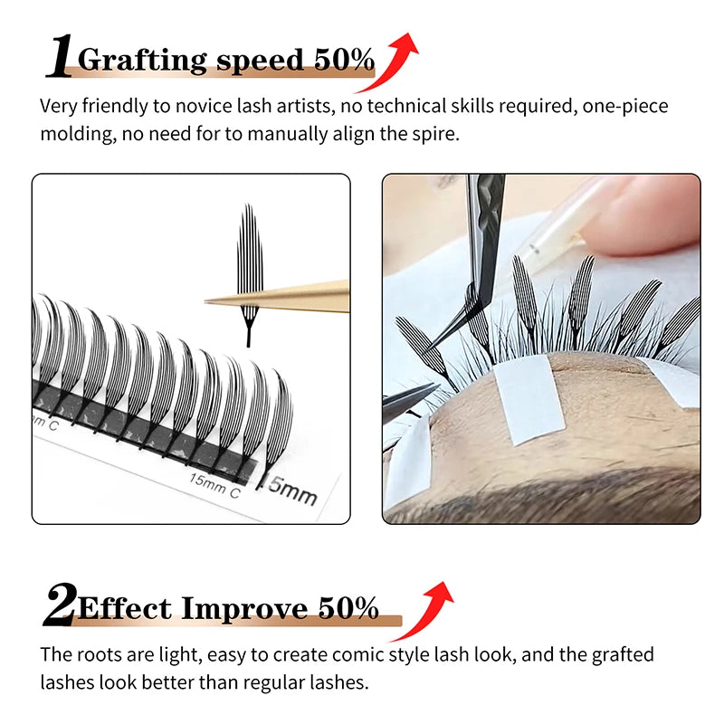 Winky Beauty Premade Elf Eyelash Comic Spire Cosplay C/D Curl Anime Effect Soft Plume Fluttering Manga Eyelash Extensions