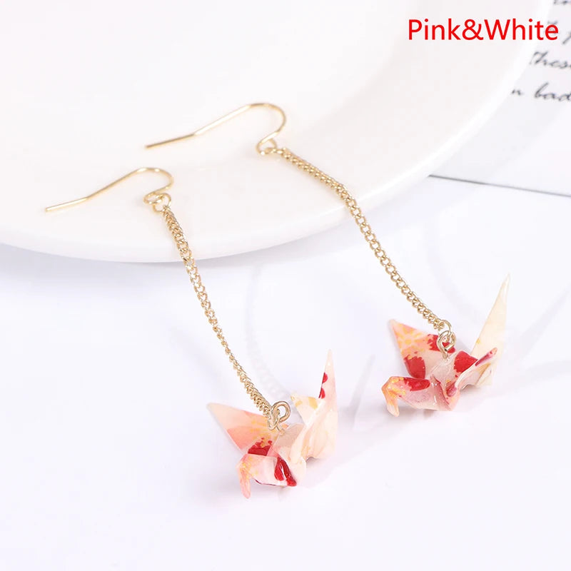 Origami Crane Earrings | Handcrafted Paper Bird Jewelry additional angle
