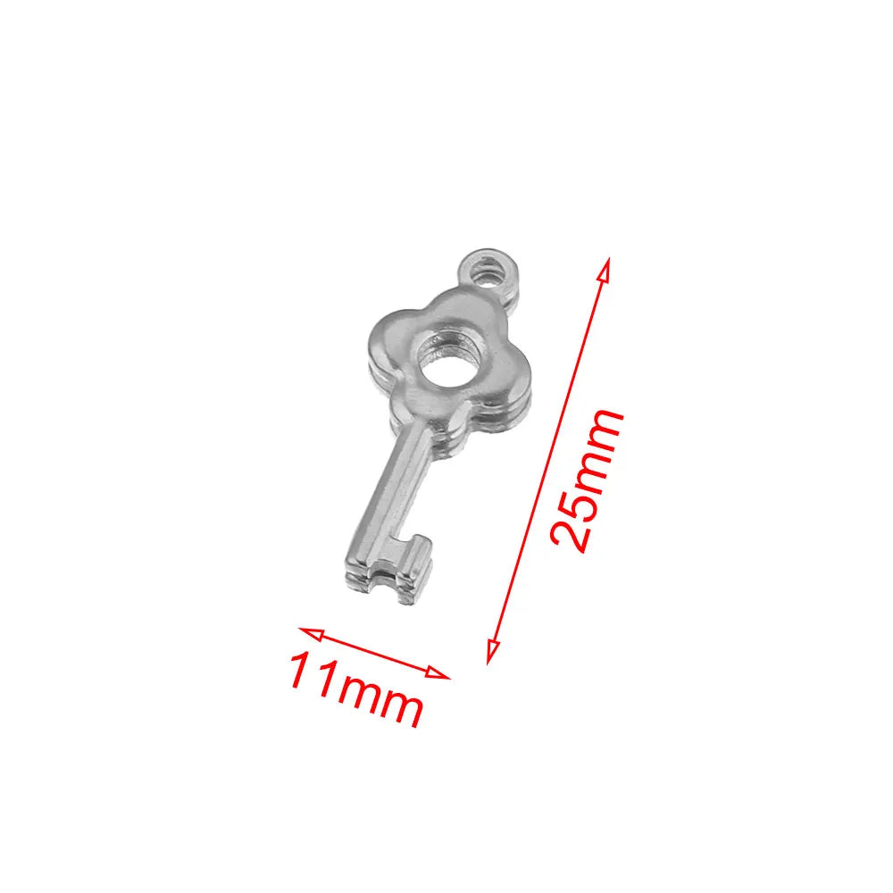 5pcs Stainless Steel Heart Lock Key Gold Plated Love Pendant Punk Hip Hop for DIY Neckla detail view