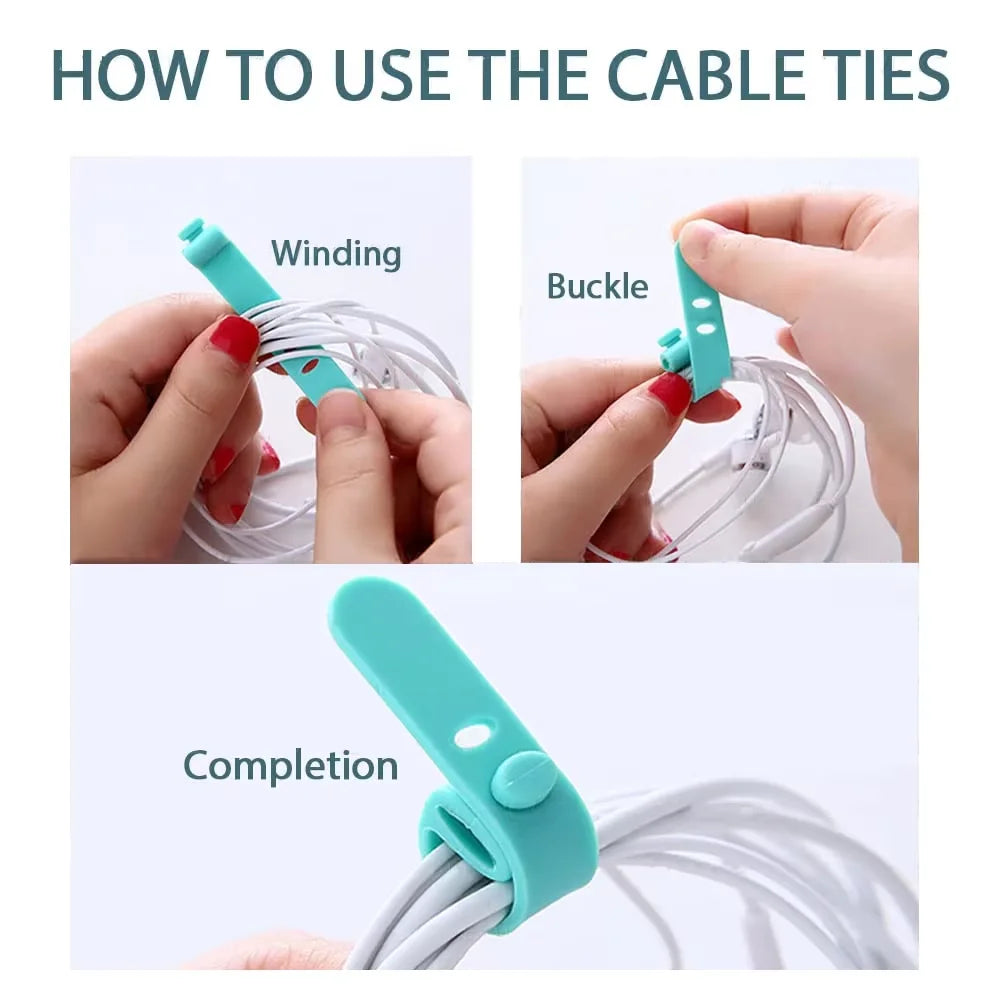 5/10pcs Cable Organizer Clip Strap Silicone Strap Line Storge Holder Cable Wire Wrap alternate view