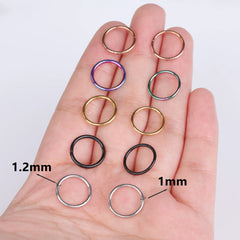 5/10Pcs 16G Nose Ring Hoop Stainless Steel Hinged Nose Rings Septum Clicker Tragus Helix detail view