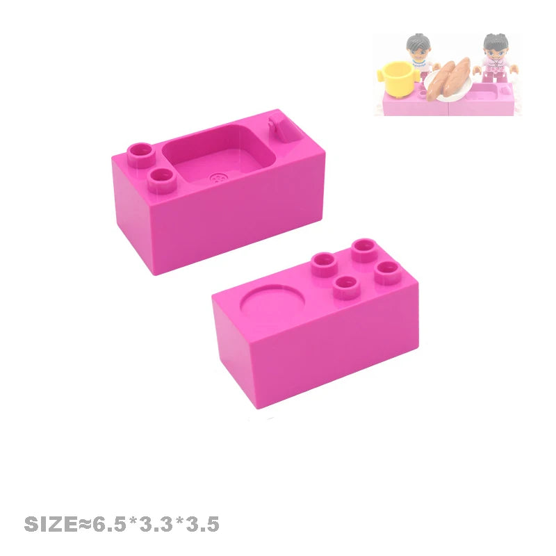 Play House Building Blocks Set | Compatible Furniture Accessories for Kids close-up view