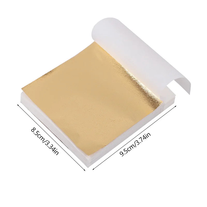 100Pcs Imitation Gold Foil Paper Leaf Sheets for Gilding Funiture Lines Wall Craft Ho alternate view