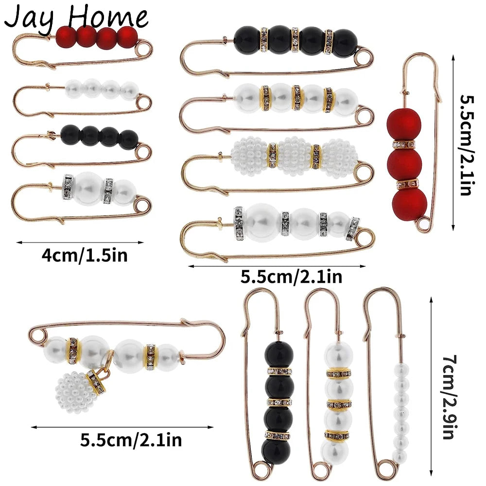 4/1PCS Heavy Duty Safety Pins Pearl Embellishment Brooch Pin Decorative Sweater Clips Safety Pins for Brooches Decorative Crafts