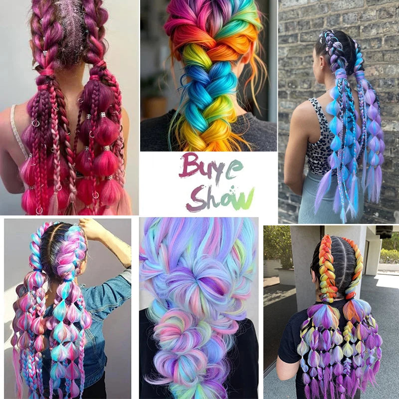 24Inch Synthetic Long Straight Yaki Braids Hair Jumbo Braid Hair Extension Pre Stre additional angle