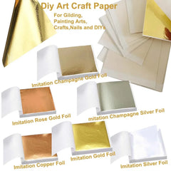 Imitation Gold Leaf Sheets for Crafts | 100pcs Metallic Foil Paper alternate view