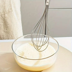 Stainless Steel Egg Beater | Manual Household Wooden Handle Mixer close-up view