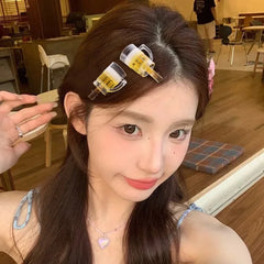 Funny Beer Shaped Hairpins Fashion Creative Popular Hair Clips Girls Charm Lovely Beer close-up view
