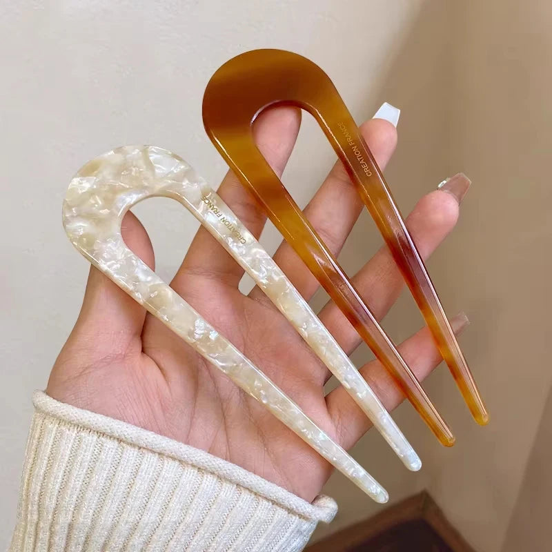 1/2/3/5pcs U-shaped Acrylic Hairpin for Women Elegant Temperament Ponytail Hair Clip alternate view