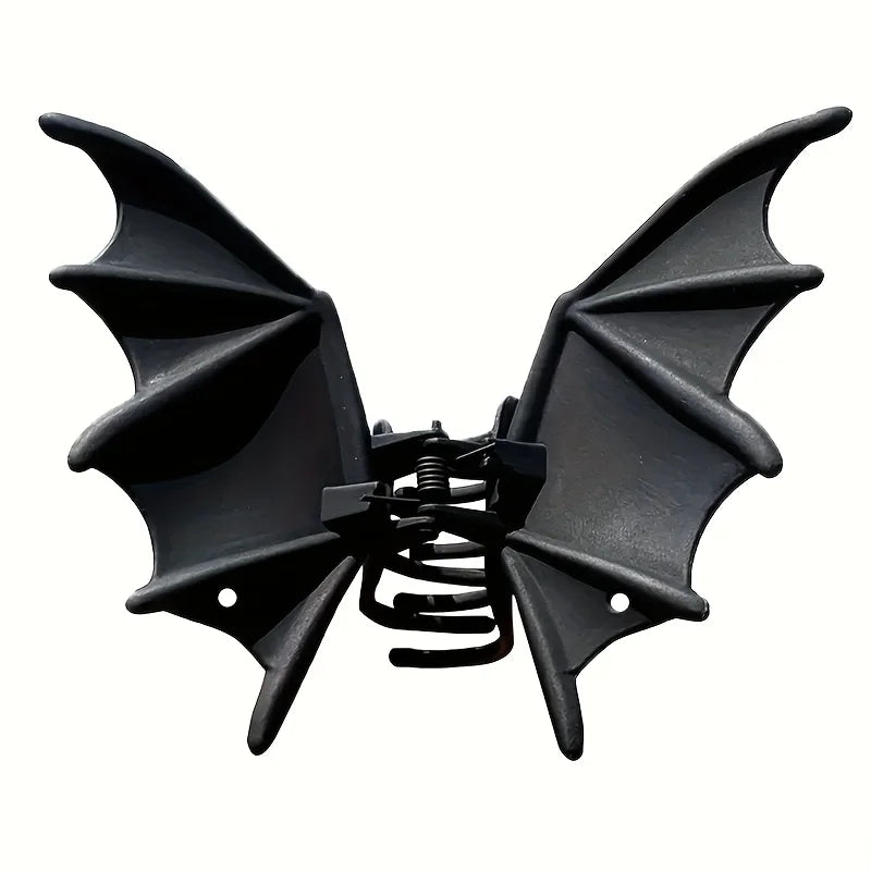 Gothic Bat Hair Clip Halloween Matte Black Gothic Punk-Style Animal Print Hairpin for alternate view