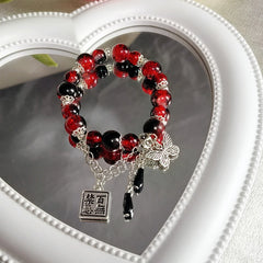 Tian Guan Ci Fu Bracelet | Heaven Official's Blessing Butterfly Pendant Beaded Bangle close-up view