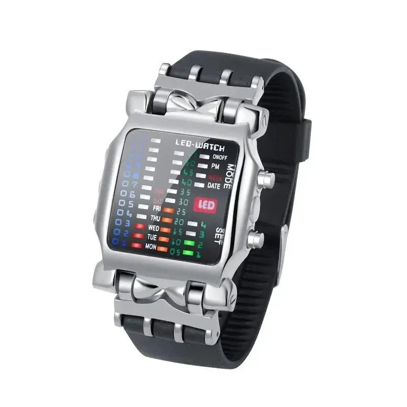 Binary Led Watch Creative Waterproof Business Electronic Watch Mens Trend Luminous Gift detail view