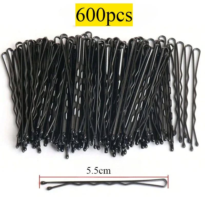 50-600pcs Black Straight Line Hair Clip U-shaped Needle Lady Hairpins Curly Wavy Grips Women Bobby Pins Styling Hair Accessories