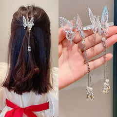 1/2pcs Butterfly Hairpin Vintage Elegant Tassel Hair Clip Moving Butterfly Bangs Side Clip Trembling Butterfly Hairpin Headdress