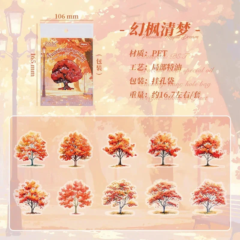 Mr. Paper, Colorful Tree Theme Stickers, Scrapbook Collage, Phone Case, Diary, Photo F close-up view