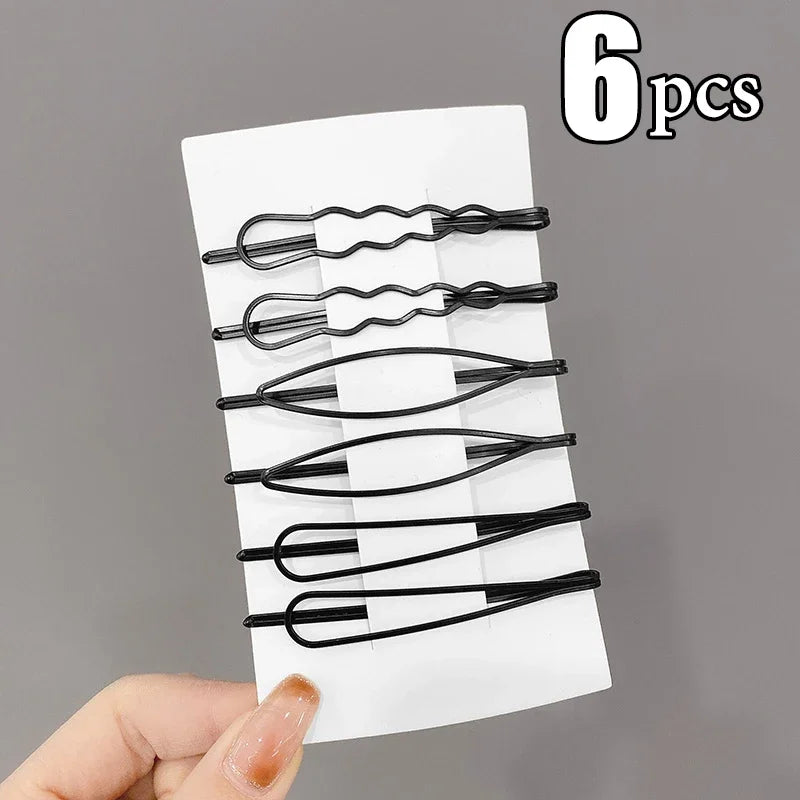 3/12Pcs Black Hair Clips Bobby Pins Wavy Fashion Hairpins Metal Barrettes Invisible BB C detail view