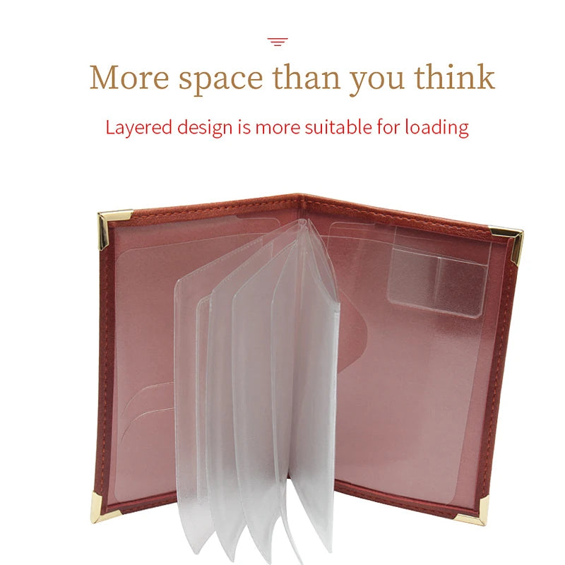 Vintage PU Leather Passport Holder Wallet | Unisex Travel Document Organizer close-up view