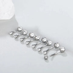 1Pcs G23 Titanium 14G Gold Color Belly Button Rings, Navel Nombril Piercing CZ Gem 6/8 close-up view